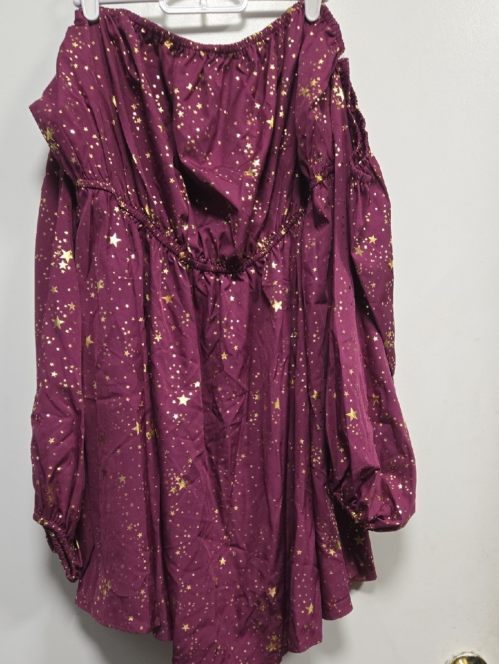 SHEIN Plum Dress with Metallic Gold Star Print